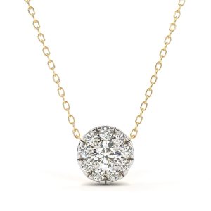 Diamond Pendant Halo Necklace Gold