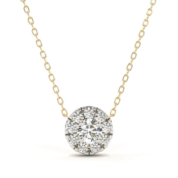 Diamond Pendant Halo Necklace Gold