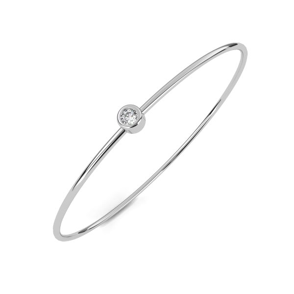 White Gold Bangle 0.1 carat solitaire diamond Bangle